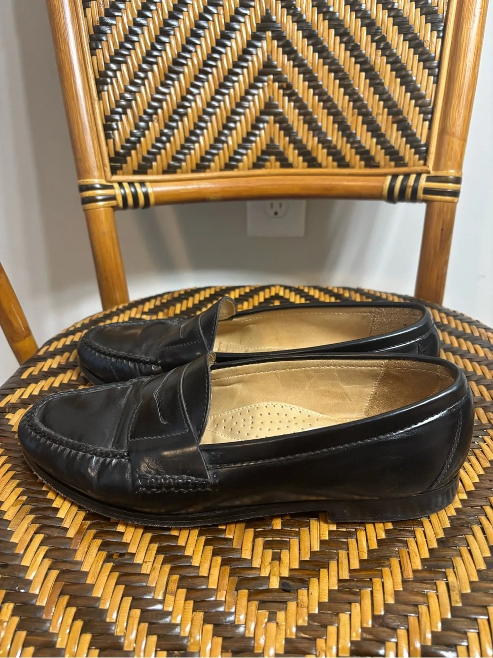 Vintage Cole Haan Penny Loafers Black Leather 9.5